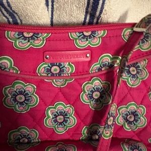 Vera Bradley Triple Zip Hipster Crossbody Bag Purse Pink Swirls Flowers